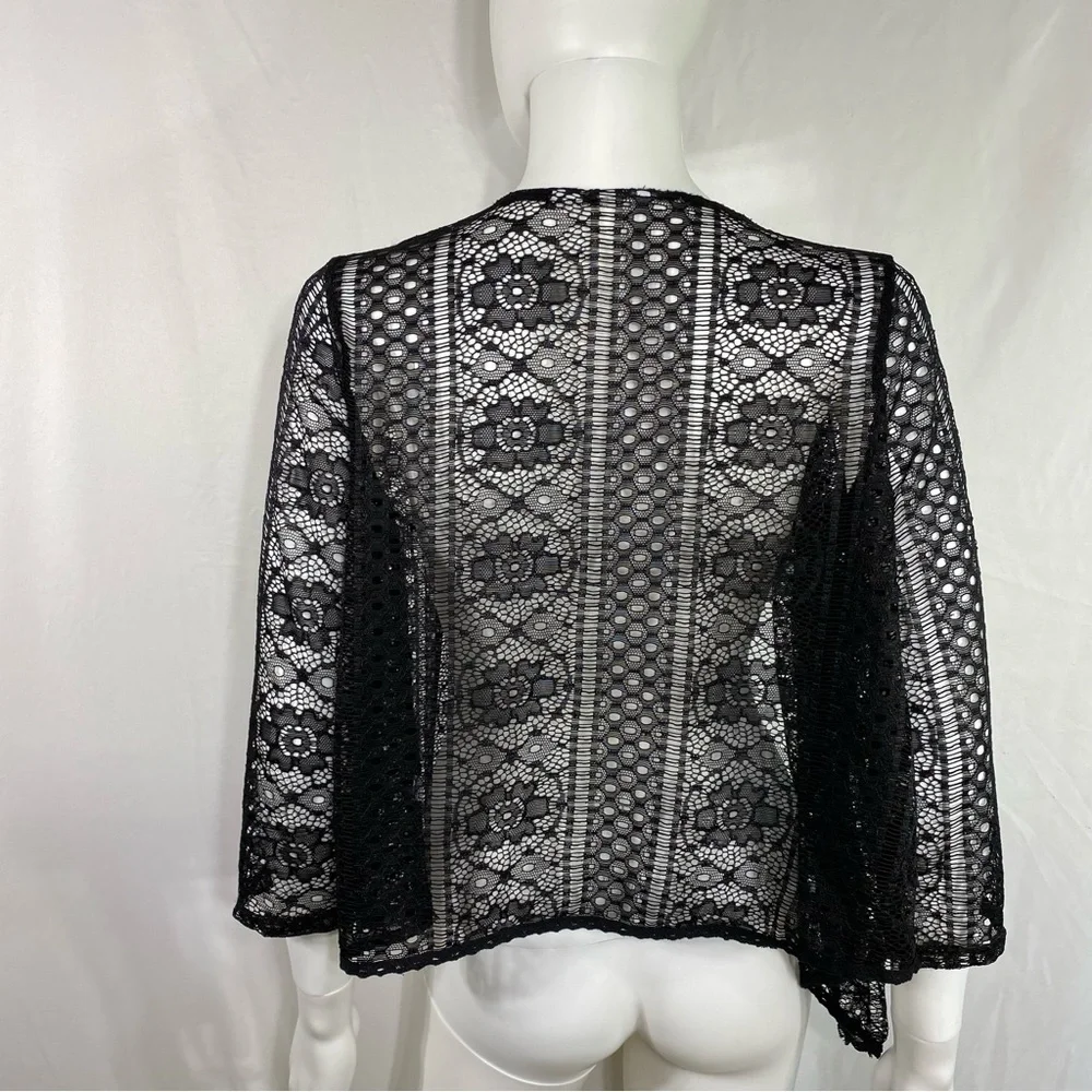 Black Lace See-through Shawl Cardigan Shrug